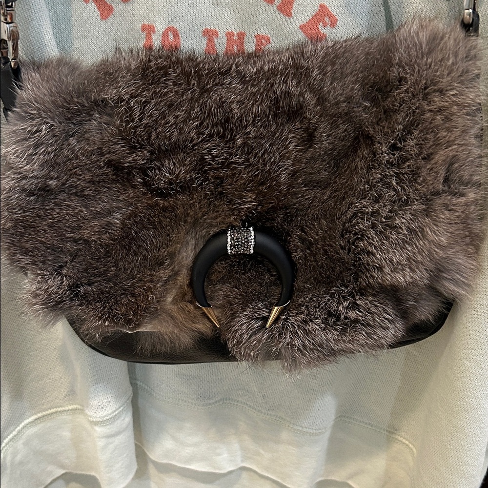 Elegant Fur Crossbody Bag - Brown